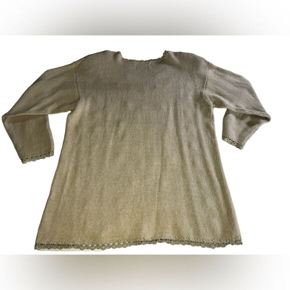 Colleens Collectables  Vintage Sweater Knit Beaded Pullover Ramie Cottage Size M - Picture 10 of 11
